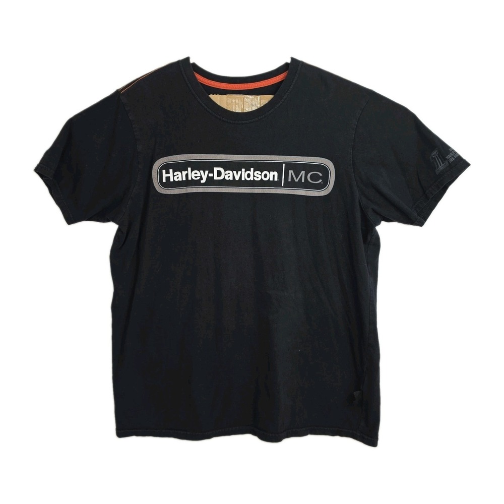 Harley-Davidson T-Shirt Men's XL‎ Black Short Sleeves Crew Neck Logo Prints